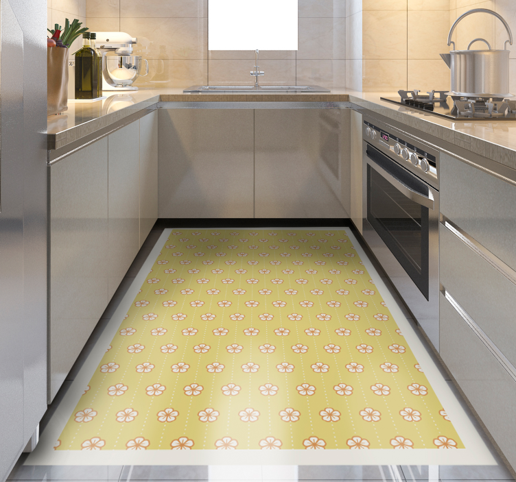 tapis vinyle mosaique vinyle de fleur de cerisier jaune - TenStickers