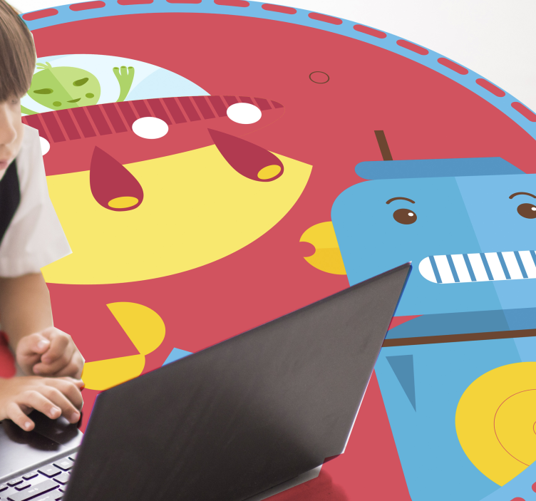 tapis vinyle pour enfants Guerre avec dessin animé robot extrater - TenStickers