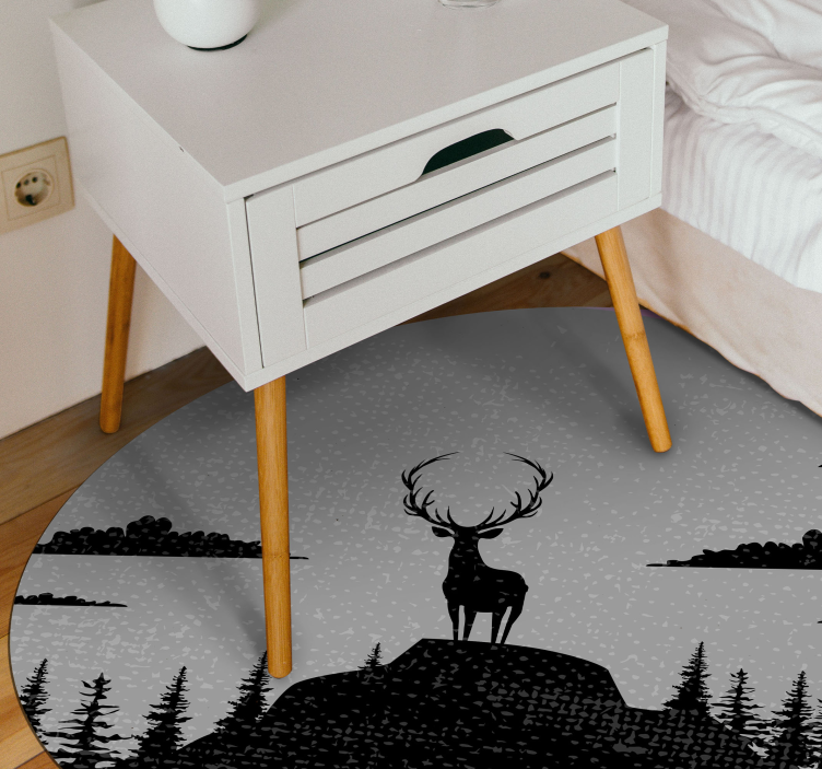Tapis vinyle animal Cerf gris et noir - TenStickers