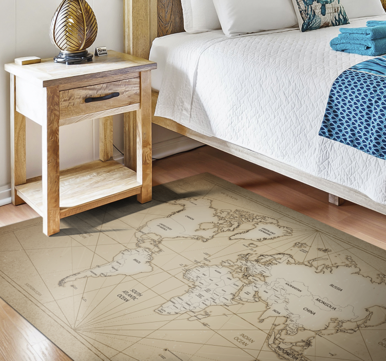 Tapis vinyle carte du monde Style du xixe siècle avec texte - TenStickers