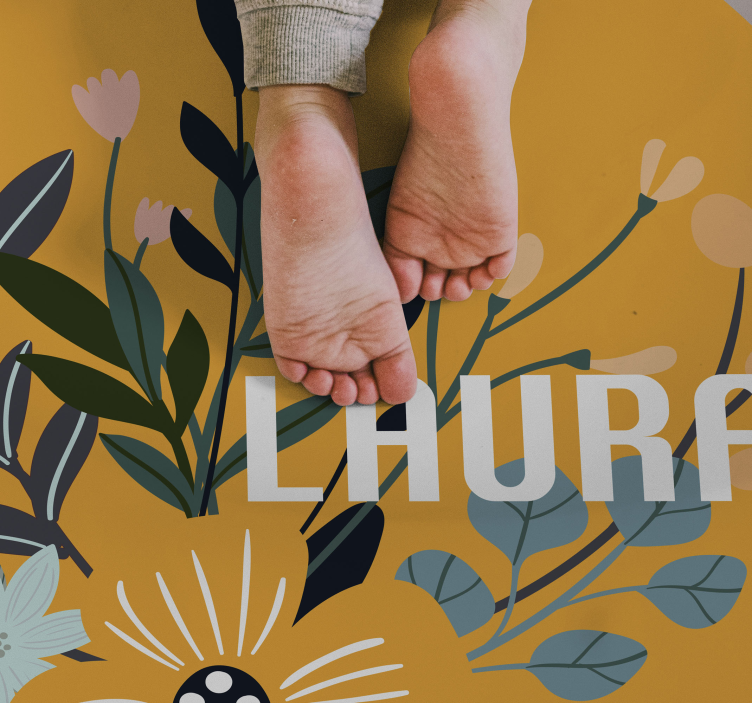 tapis vinyle avec nom Plantes et fleurs personnalisables - TenStickers