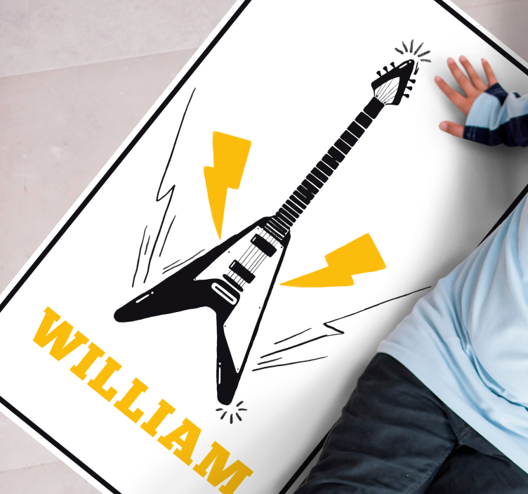 Tapis vinyle Prénom guitare électrique - TenStickers