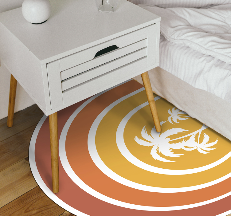 Tapis vinyle retro Coucher de soleil rétro et palmiers - TenStickers