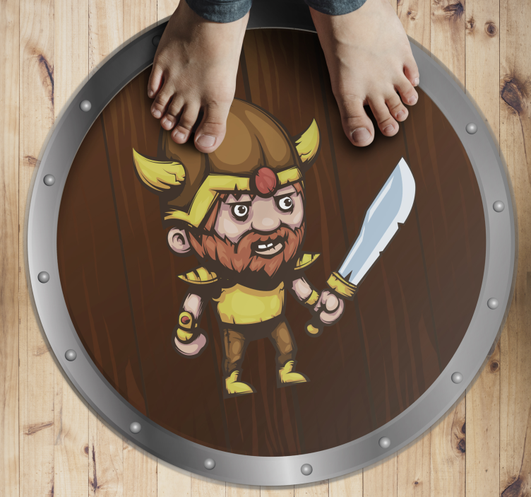 Tapis vinyle autres tapis guerrier viking sur fond brun - TenStickers