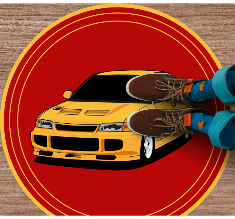 Tapis vinyle ado voiture de sport jaune - TenStickers
