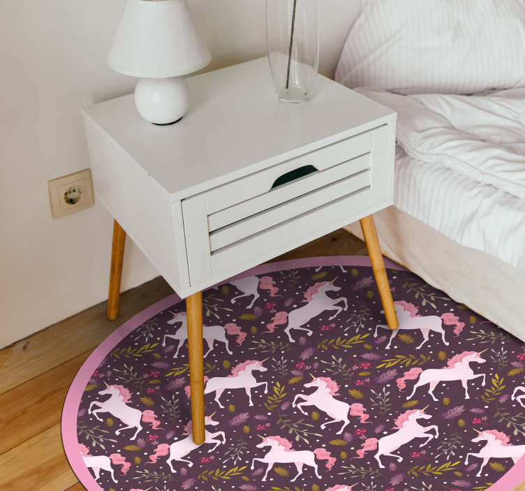 Tapis vinyle animal cercle de motif licorne - TenStickers