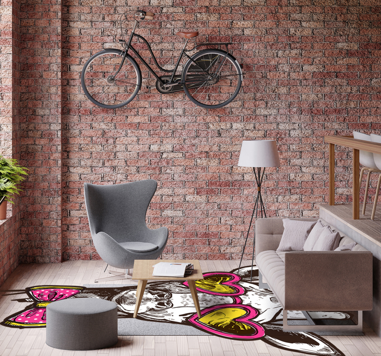 Tapis vinyle animal girafe à lunettes en coeur - TenStickers