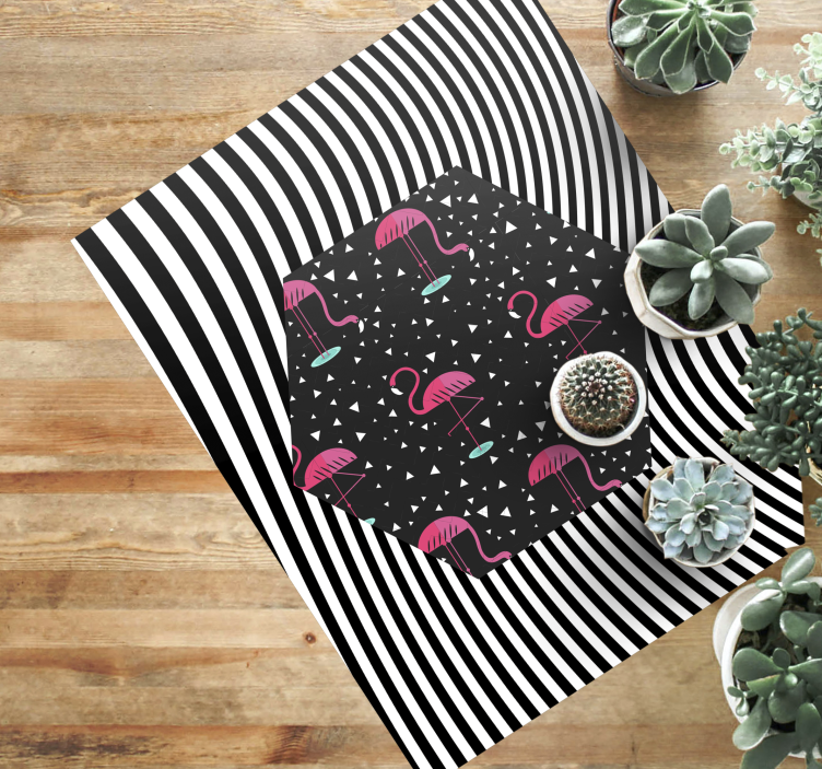 Tapis vinyle animal hexagone rayé flamant rose - TenStickers