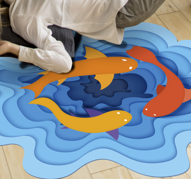 Tapis vinyle animal motif de koi aquatique - TenStickers