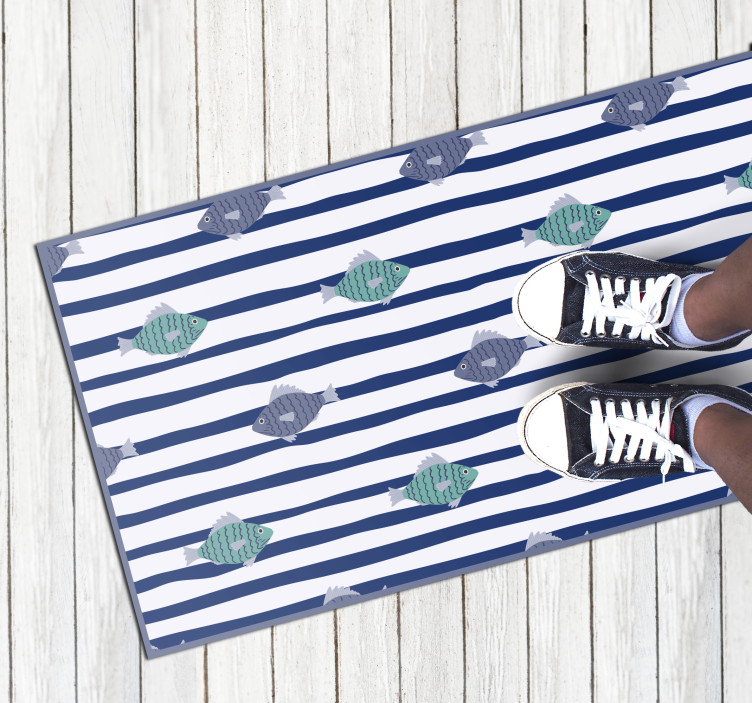 Tapis vinyle animal motif de poisson rayé - TenStickers