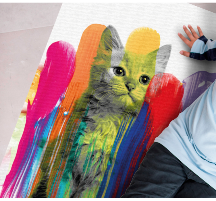 Tapis vinyle design moderne portrait de chat coloré - TenStickers