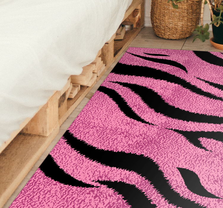 Tapis vinyle animal rayures zébrées roses - TenStickers
