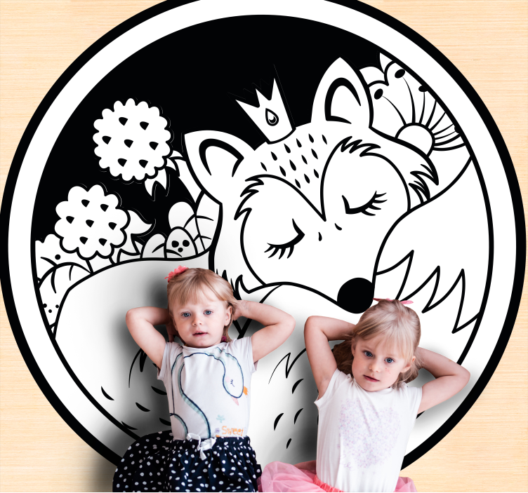 Tapis vinyle animal rond renard endormi - TenStickers