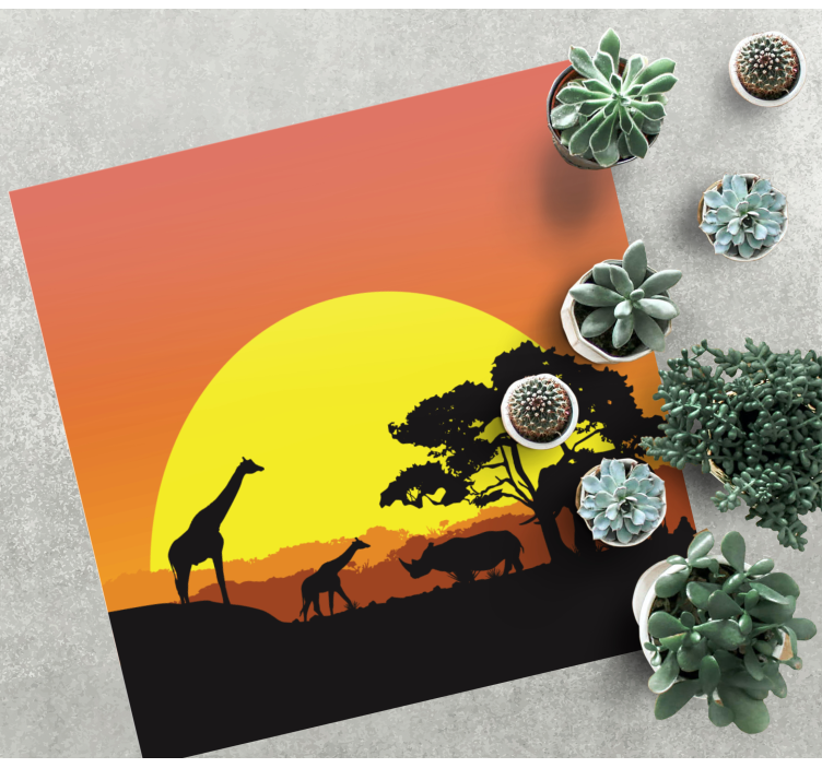 Tapis vinyle animal scène de safari au coucher du soleil - TenStickers