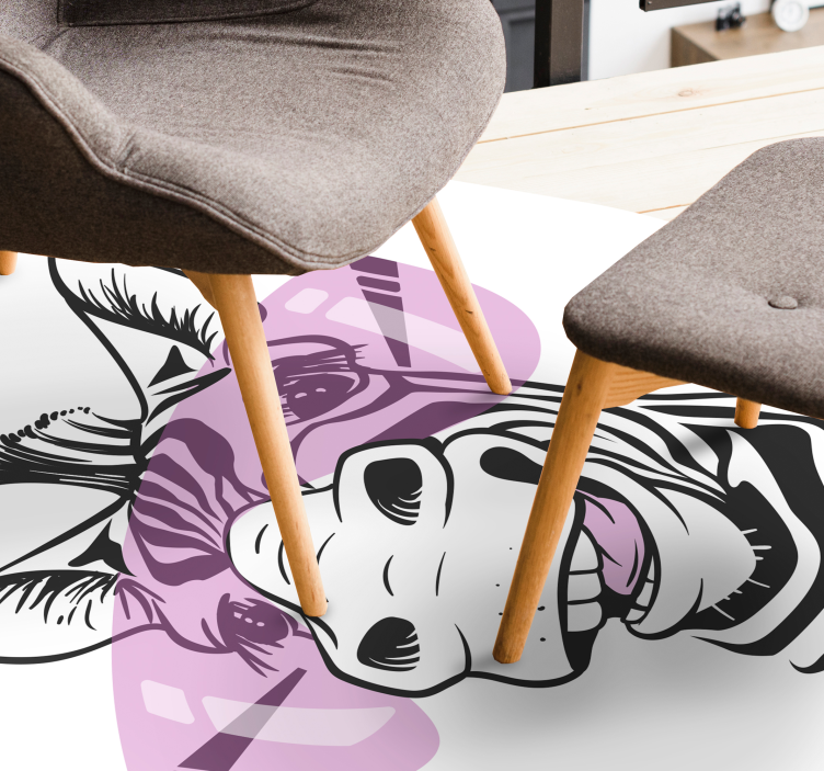 Tapis vinyle animal visage de zèbre souriant - TenStickers