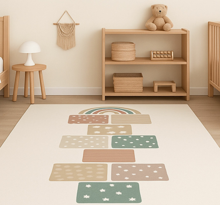 Tapis vinyle autres tapis jeu de marelle beige - TenStickers