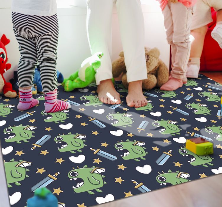 Tapis vinyle autres tapis monstres verts et épées - TenStickers