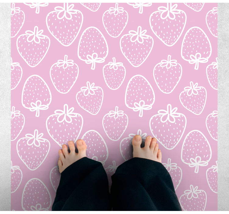 Tapis vinyle cuisine motif fraise - TenStickers
