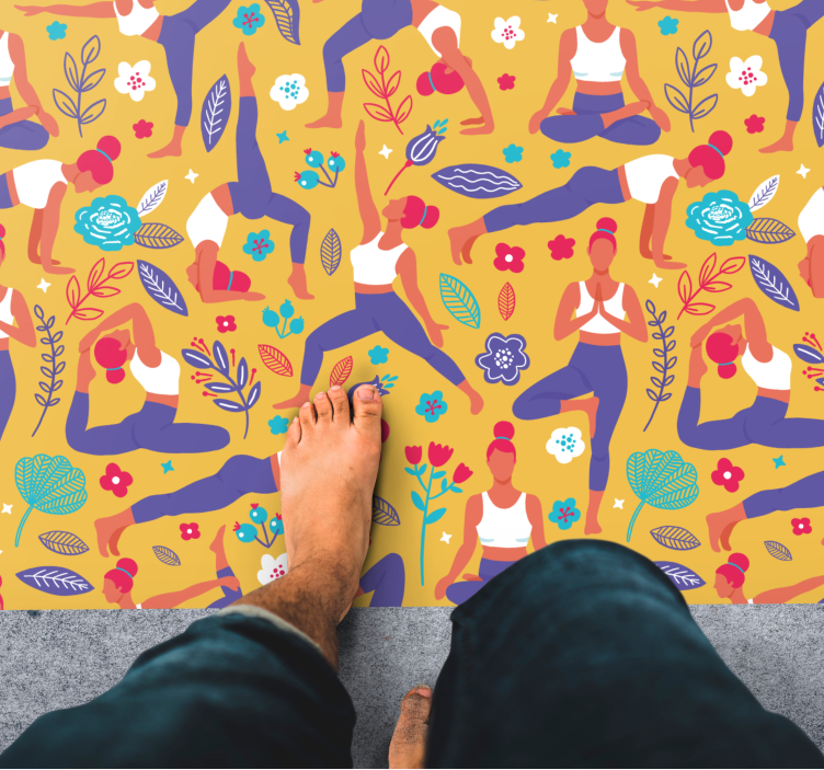 Tapis vinyle ado motifs de yoga vibrants - TenStickers