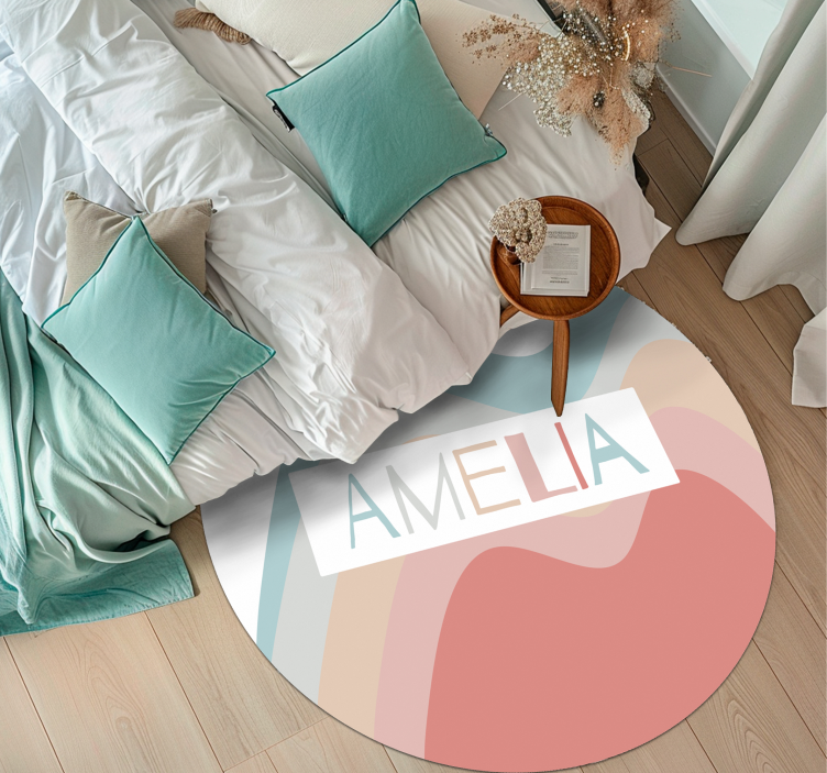 Tapis vinyle avec nom motif vagues pastels abstraites - TenStickers