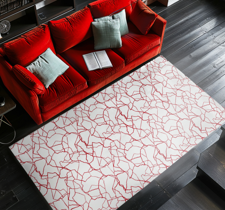 Tapis vinyle blanc motif rouge craquelé - TenStickers