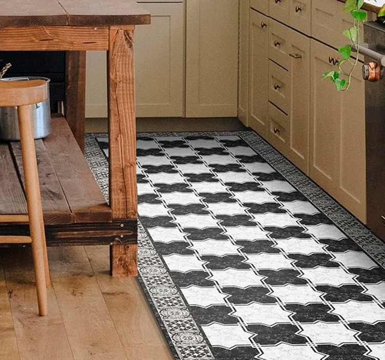 Tapis vinyle carreaux de ciment échecs en marbre - TenStickers