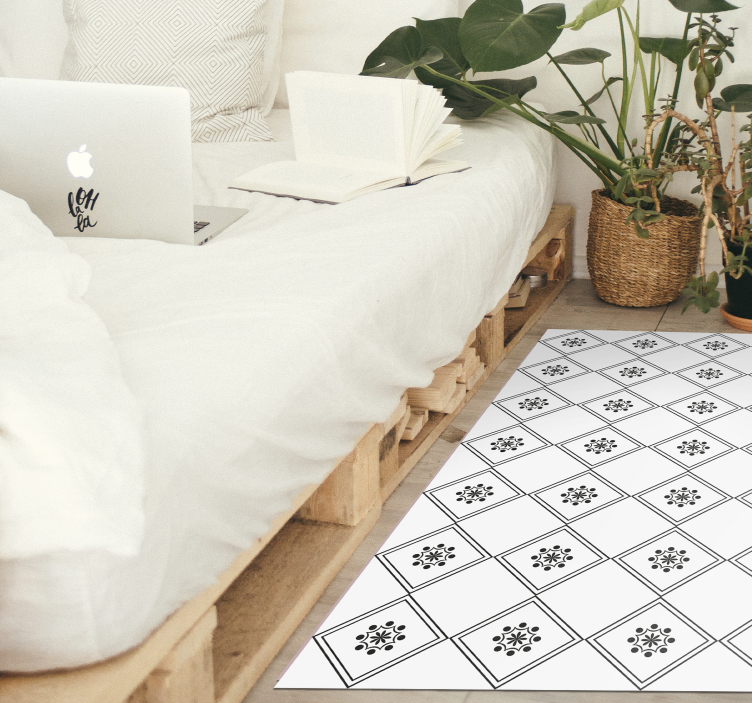 Tapis vinyle carreaux de ciment motif carrelé monochrome - TenStickers