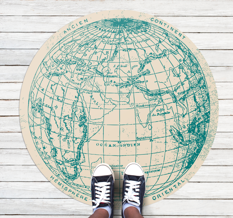 Tapis vinyle carte du monde design globe géographique - TenStickers