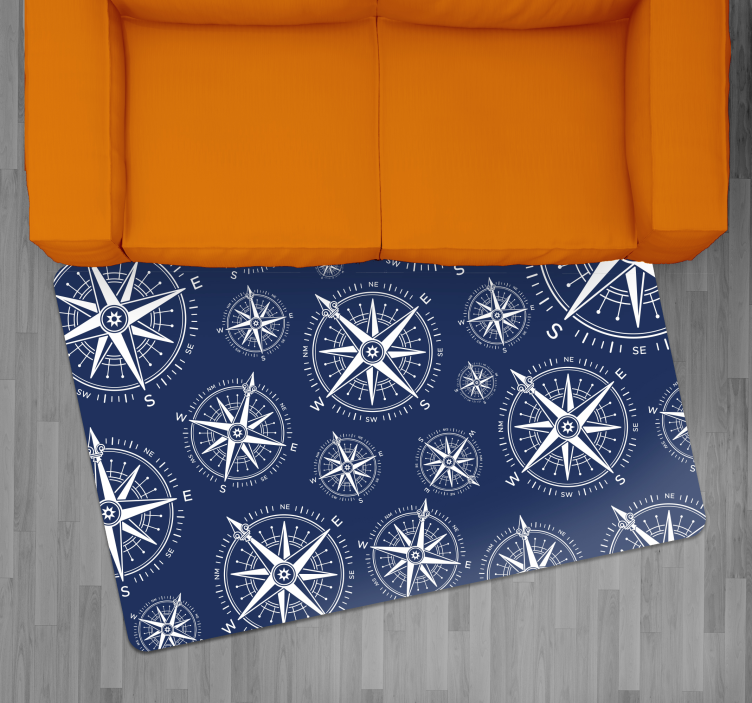 Tapis vinyle carte du monde modèle de boussole nautique - TenStickers