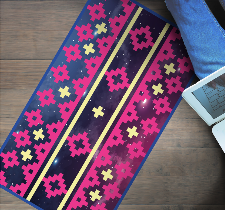 Tapis vinyle carte du monde motif géométrique du cosmos - TenStickers