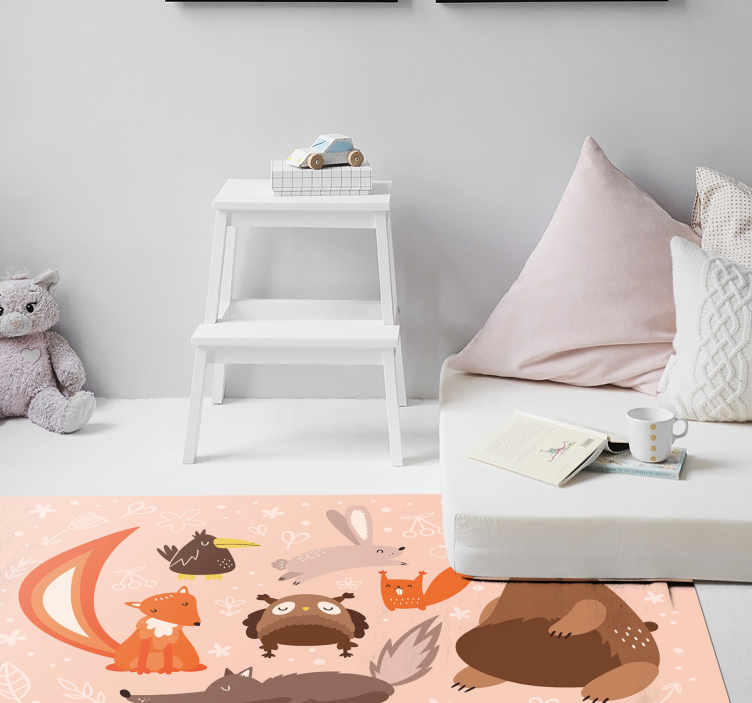Tapis vinyle chambre bébé adorables compagnons animaux - TenStickers