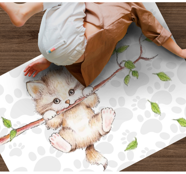 Tapis vinyle animal chaton mignon suspendu - TenStickers
