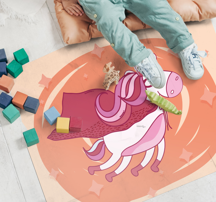 Tapis vinyle chambre bébé licorne de super-héros - TenStickers