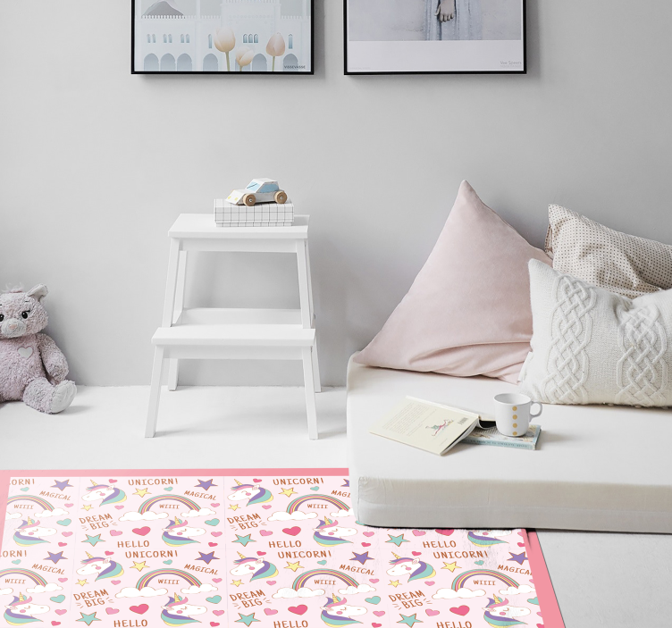 Tapis vinyle chambre bébé motif de licorne magique - TenStickers