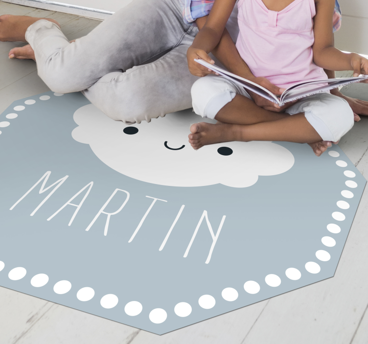 Tapis vinyle chambre bébé nuage gris avec prénom - TenStickers