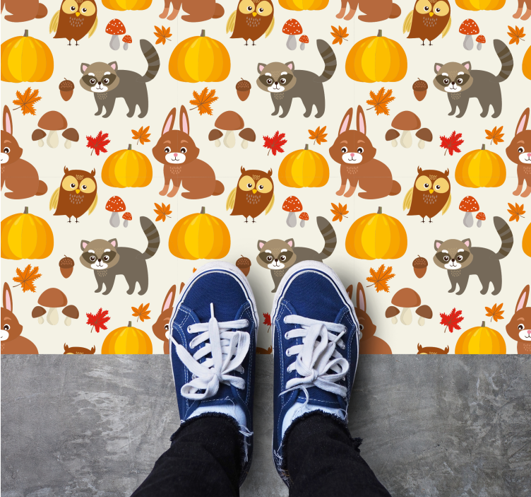 Tapis vinyle chambre bébé personnages animaux d'automne - TenStickers