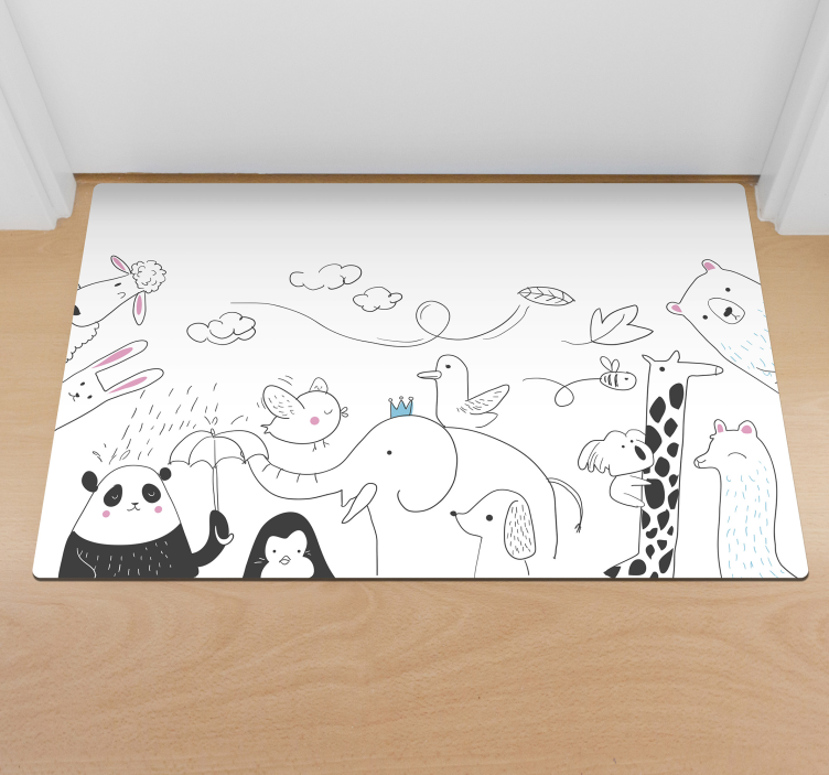 Tapis vinyle chambre bébé amis animaux minimalistes - TenStickers