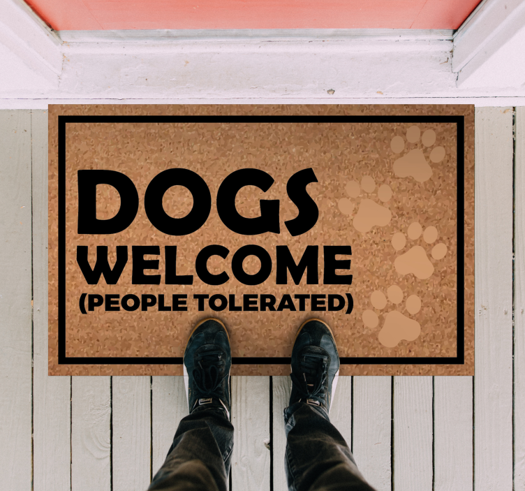 Tapis vinyle citation panneau de bienvenue pour les chiens - TenStickers