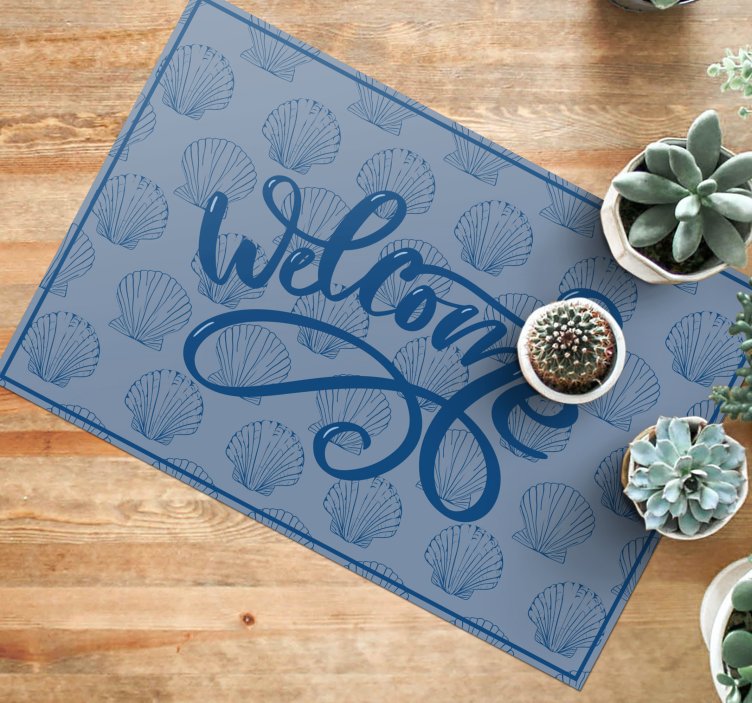 Tapis vinyle citation script de bienvenue en coquillage - TenStickers