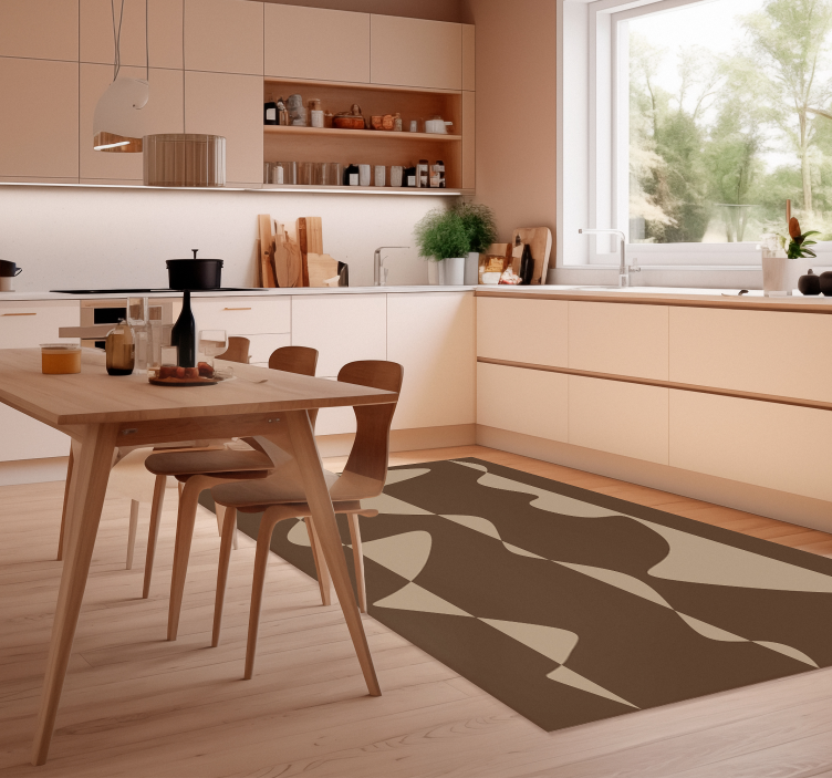 Tapis vinyle cuisine abstrait marron - TenStickers