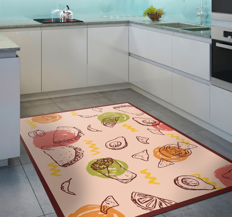 Tapis vinyle cuisine croquis culinaires - TenStickers