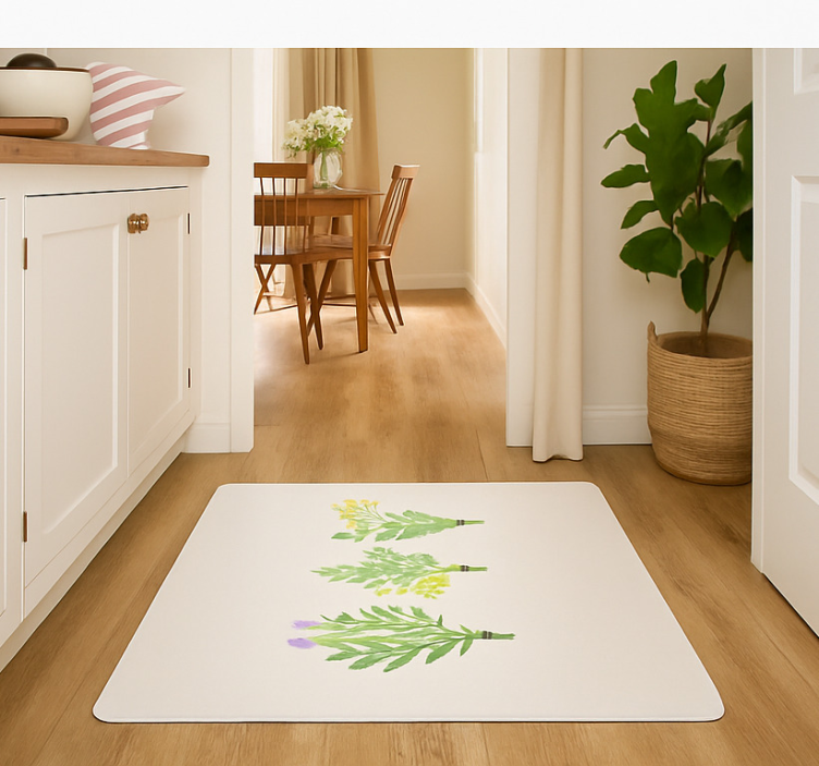 Tapis vinyle cuisine fleurs simples et élégantes - TenStickers