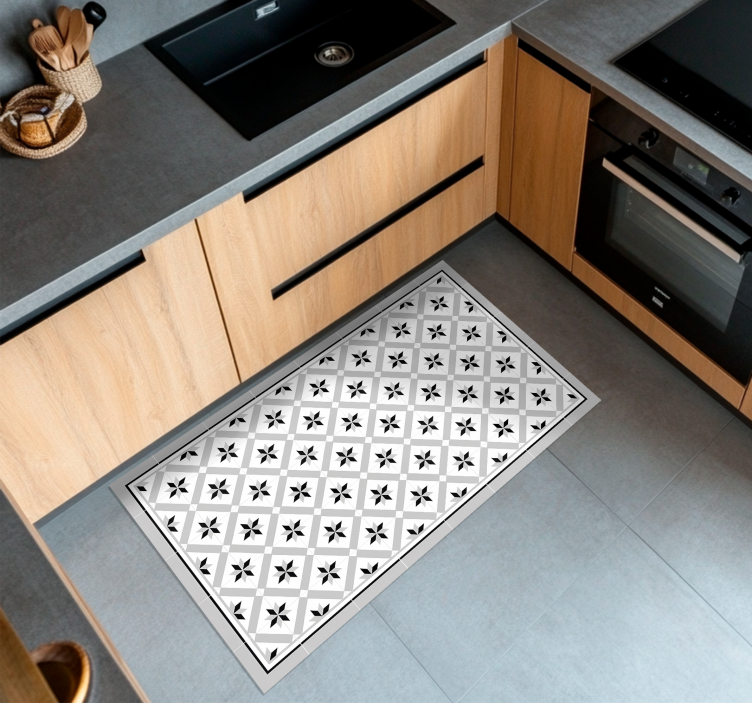 Tapis vinyle cuisine gris hydraulique - TenStickers