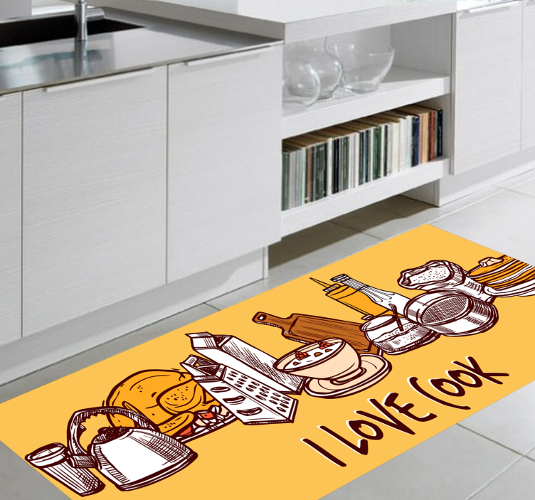 Tapis vinyle cuisine j'aime cuisiner - TenStickers