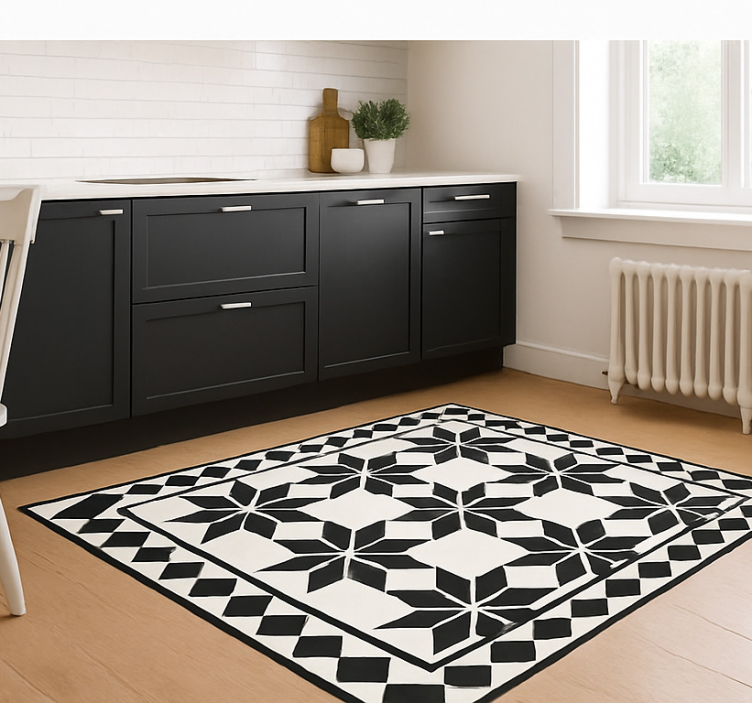 Tapis vinyle cuisine motif de carreaux étoilés monochromes - TenStickers