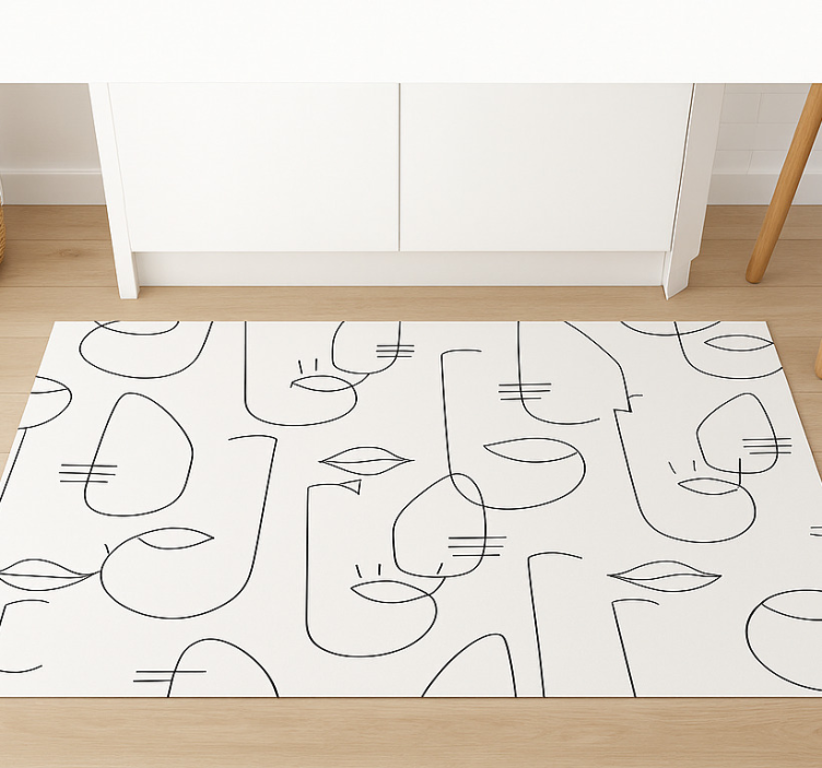 Tapis vinyle cuisine visages abstraits - TenStickers