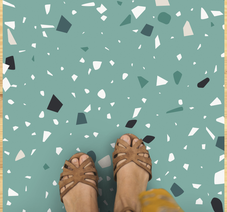 Tapis vinyle pierre style terrazzo vert - TenStickers