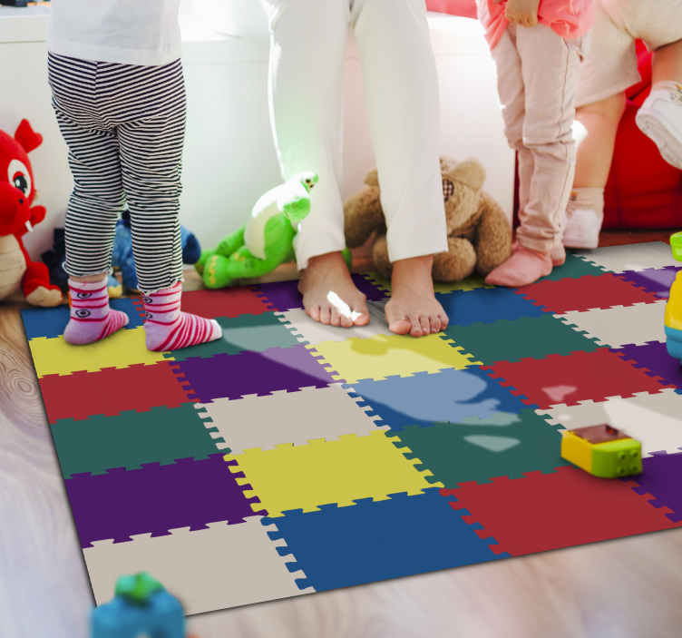 Tapis vinyle effet puzzle coloré - TenStickers