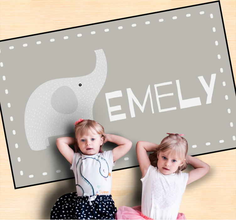 Tapis vinyle enfant éléphant nom personnalisable - TenStickers