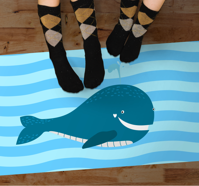 Tapis vinyle pour enfants illustration de baleine souriante - TenStickers